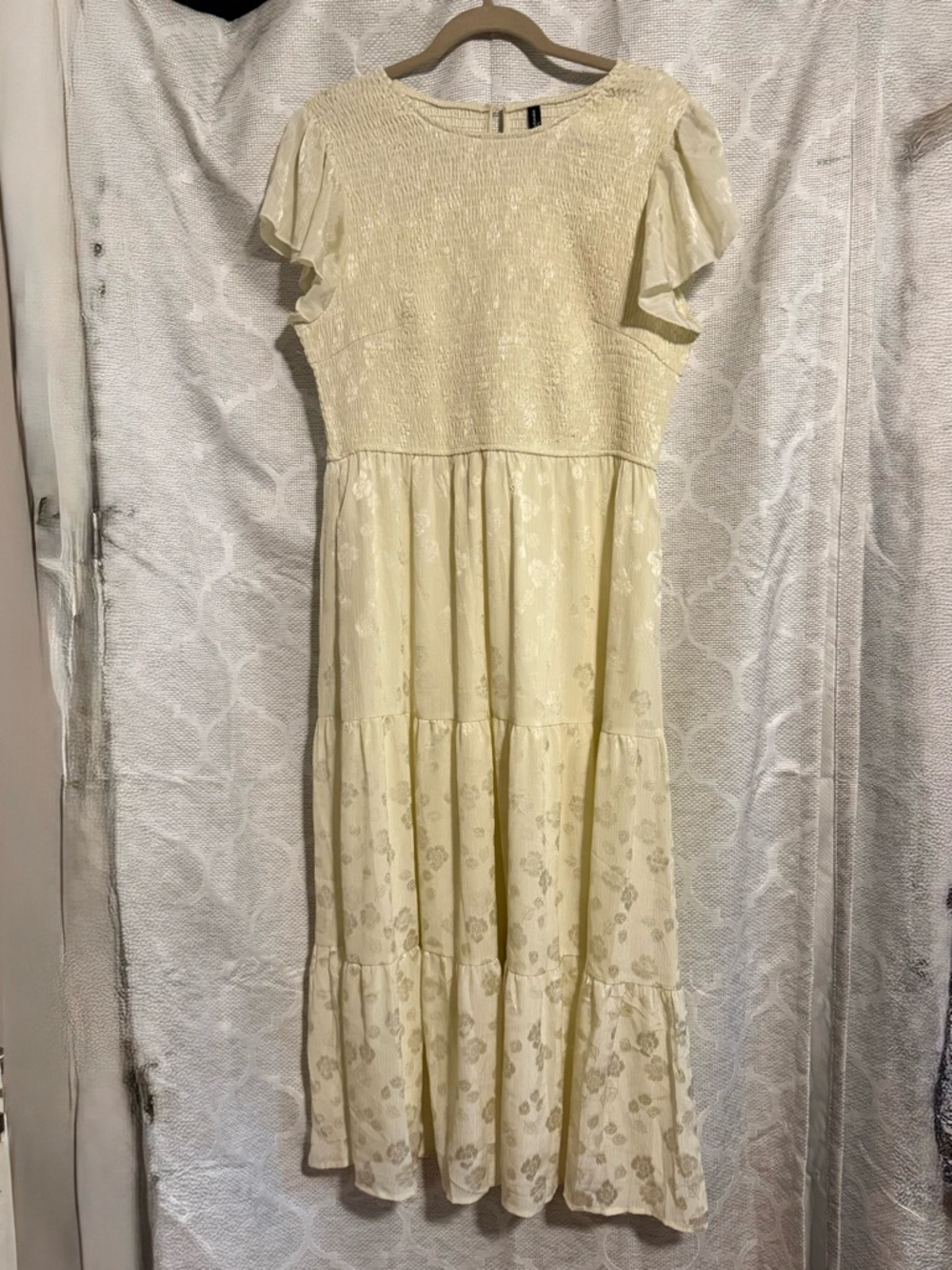 Elegant Cream Tiered Wedding Guest Dress